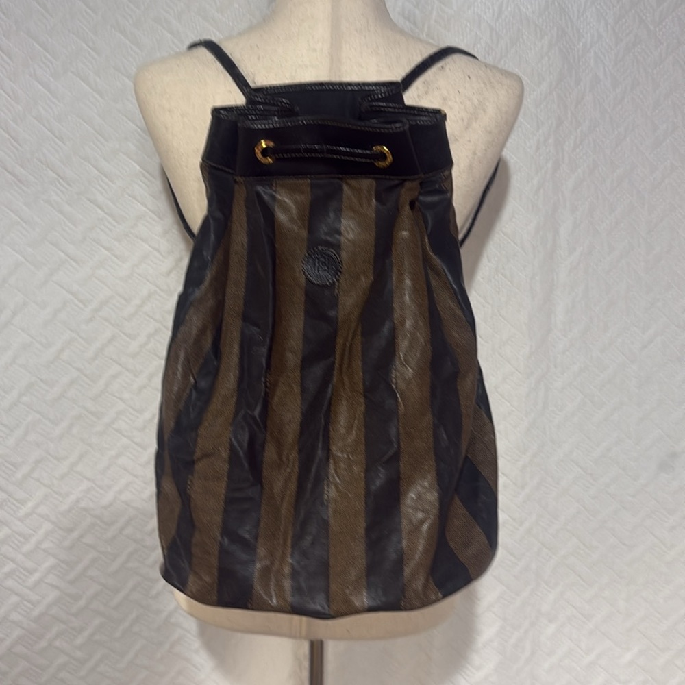 Vintage Fendi Chic Striped Black and Brown Women's Backpack - Picture 13 of 13
